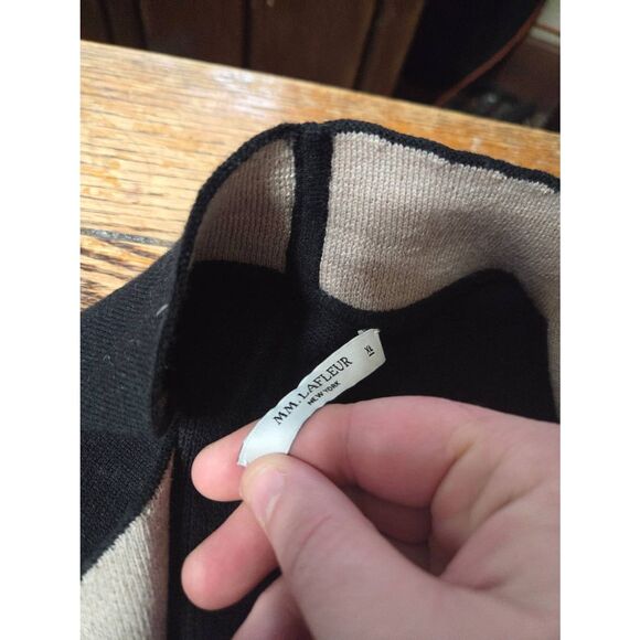 M.M. Lafleur The O'Keeffe cardigan wool blend Sweater in Black / Wheat sz XL - Picture 3 of 5